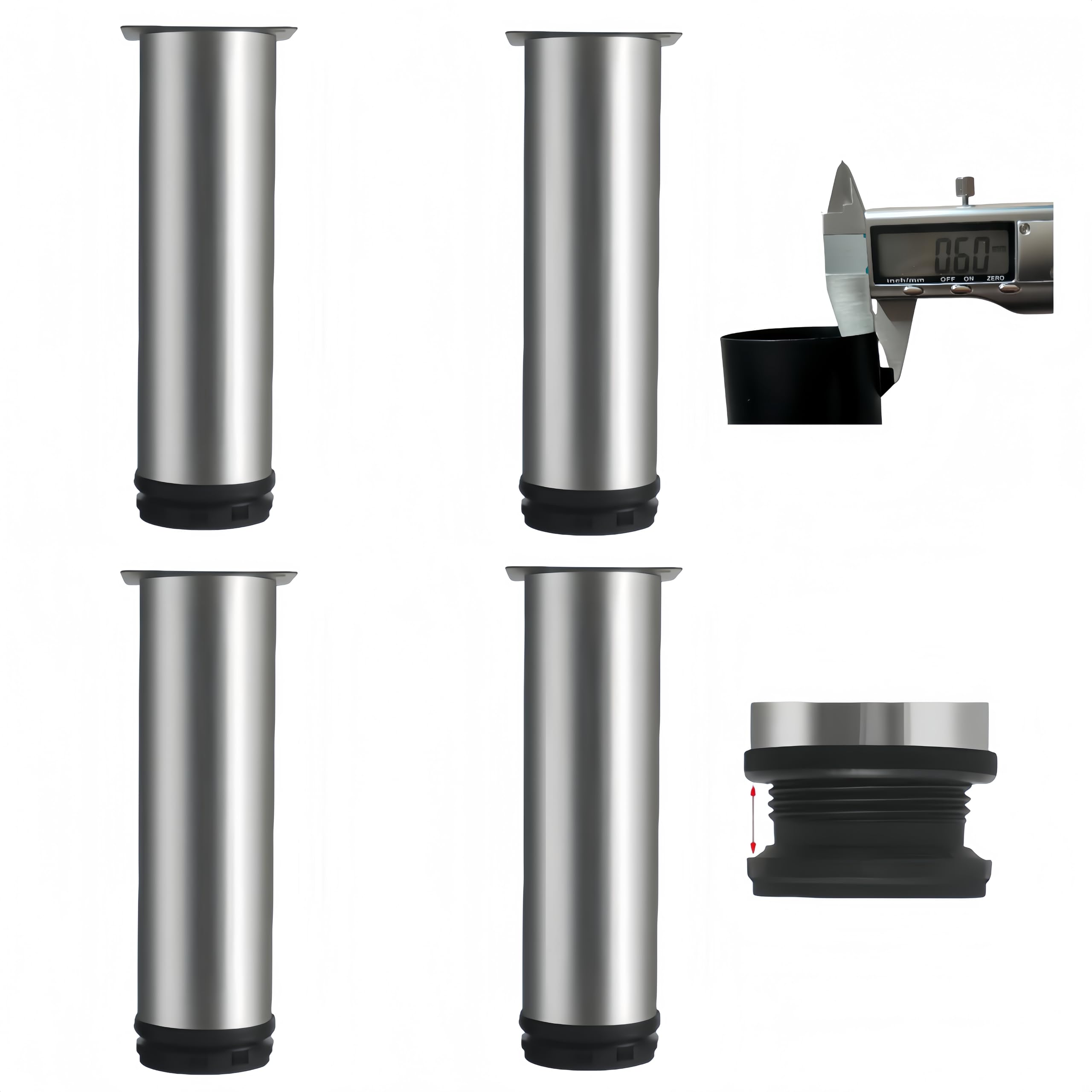 XYXH Piedini Per Mobili Acciaio A Vite 6 Cm, Gambe Per Mobili Regolabili, Gamba Per Tavolo Tondo, Piedini Di Supporto Per Mobili, Per Armadio, Divano, Sedia, Tavolino