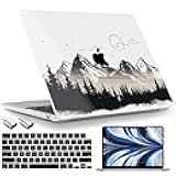 TWOLSKOO for MacBook Air 13 inch Case M4 A3240 M3 A3113 M2 A2681 2025 2024 2022 Plastic Hard Shell, Keyboard Cover, Type C Adapter, Screen Protector for MacBook Air 13.6 inch, Mountain View