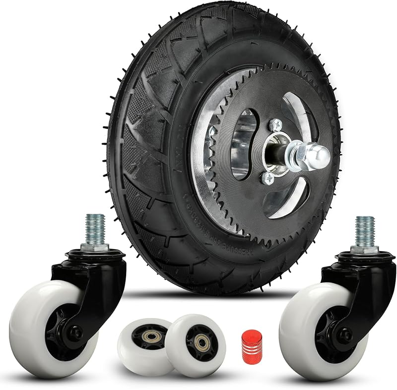 FVRITO Premium Front Wheel Assembly Replacement for Razor Crazy Cart (V5+),Crazy Kart DLX Electric Drifting Cart Parts Accessories with 4 Caster Wheels