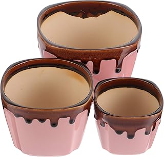 Hemoton Hoog kwaliteit 3 unidades de vaso de flores de cerâmica, vaso de plantas suculentas, decoração de vaso de flores doméstico
