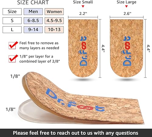 Vista 35 de Dr.Foot Insertos ortopédicos ajustables para levantamiento de talón, plantilla de aumento de altura para discrepancias de longitud de piernas, Beige