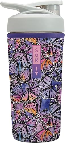 Miniatura 20 de Funda aislante de neopreno para botella mezcladora de proteínas Sok It BotlSok (Jardín inglés de picnic, se ajusta a botella mezcladora de 28 oz)