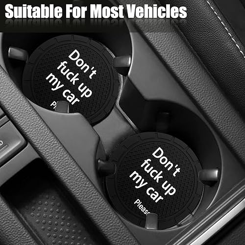 Miniatura 7 de 4 posavasos para automóvil, Don't Fuck Up My Car Please, portavasos antideslizante universal integrado decorativo divertido, accesorios interiores