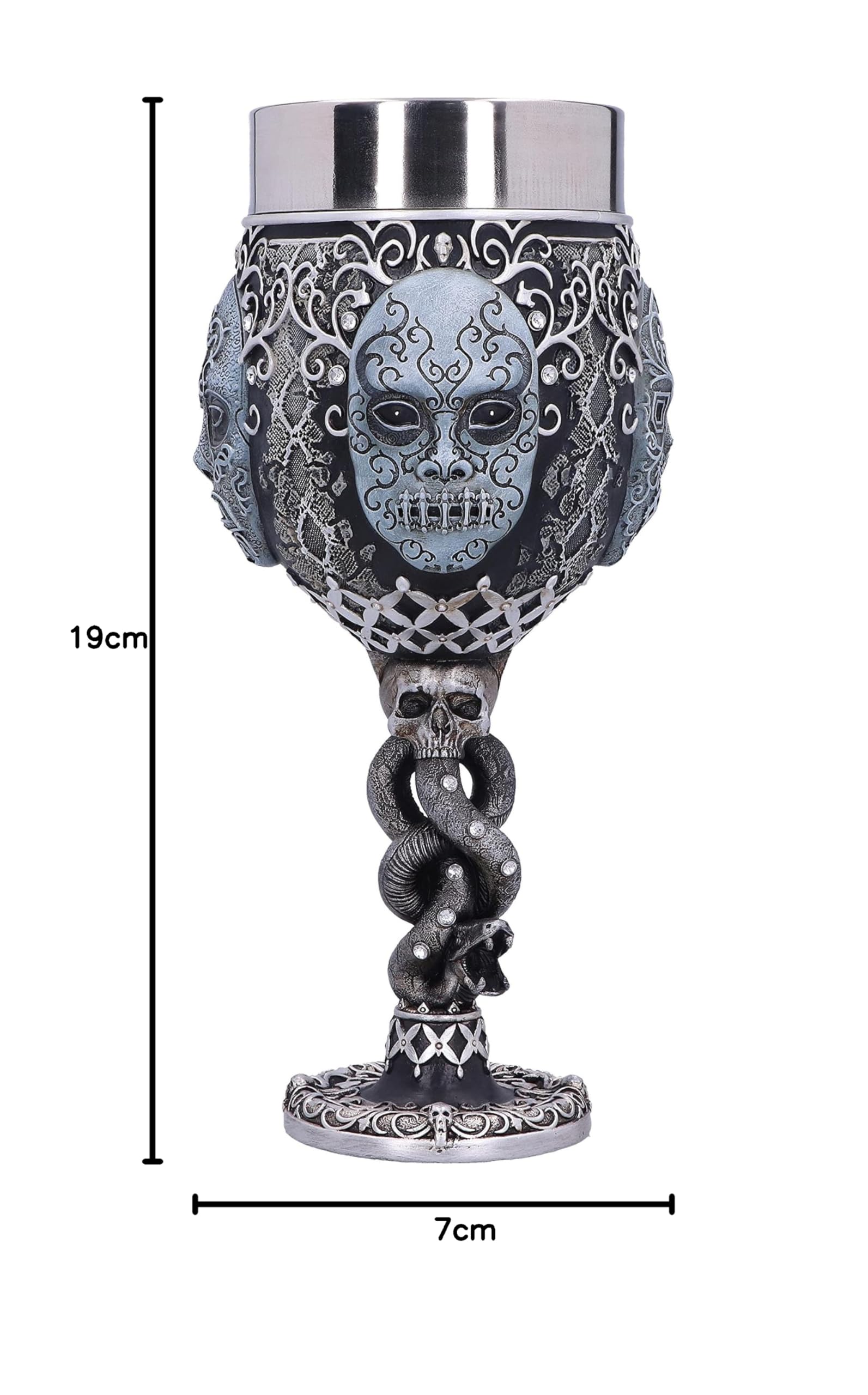 Nemesis Now Collectable Goblet Harry Potter Death Eater Mask Voldemort-Cáliz Coleccionable, Resina, Plateado y Negro, 19.5cm (B5605T1)