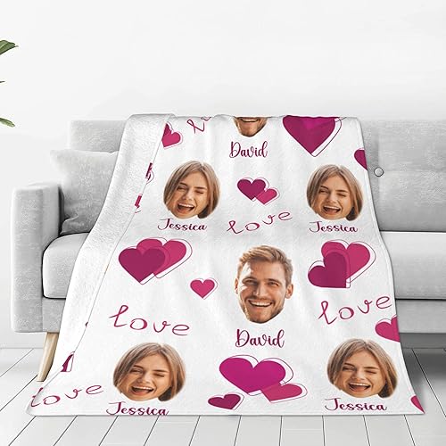 Miniatura 10 de Manta de fotos personalizada para parejas, 50 x 60 pulgadas, personalizada para el día de San Valentín, divertidas flechas de corazones rosas sin