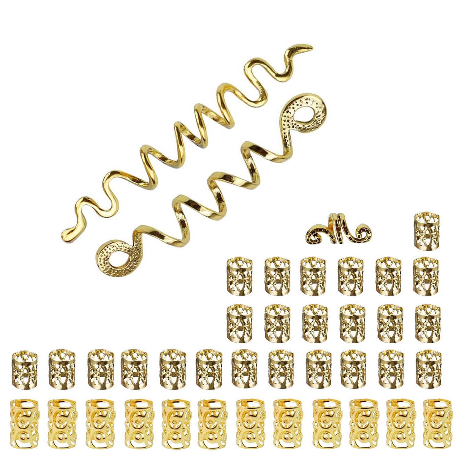 40 Pièces Bijoux Cheveux, Accessoire Cheveux Femme, Or Anneaux de Dreadlocks, pour Festivals, Fêtes, Bals de fin Année, Mariages