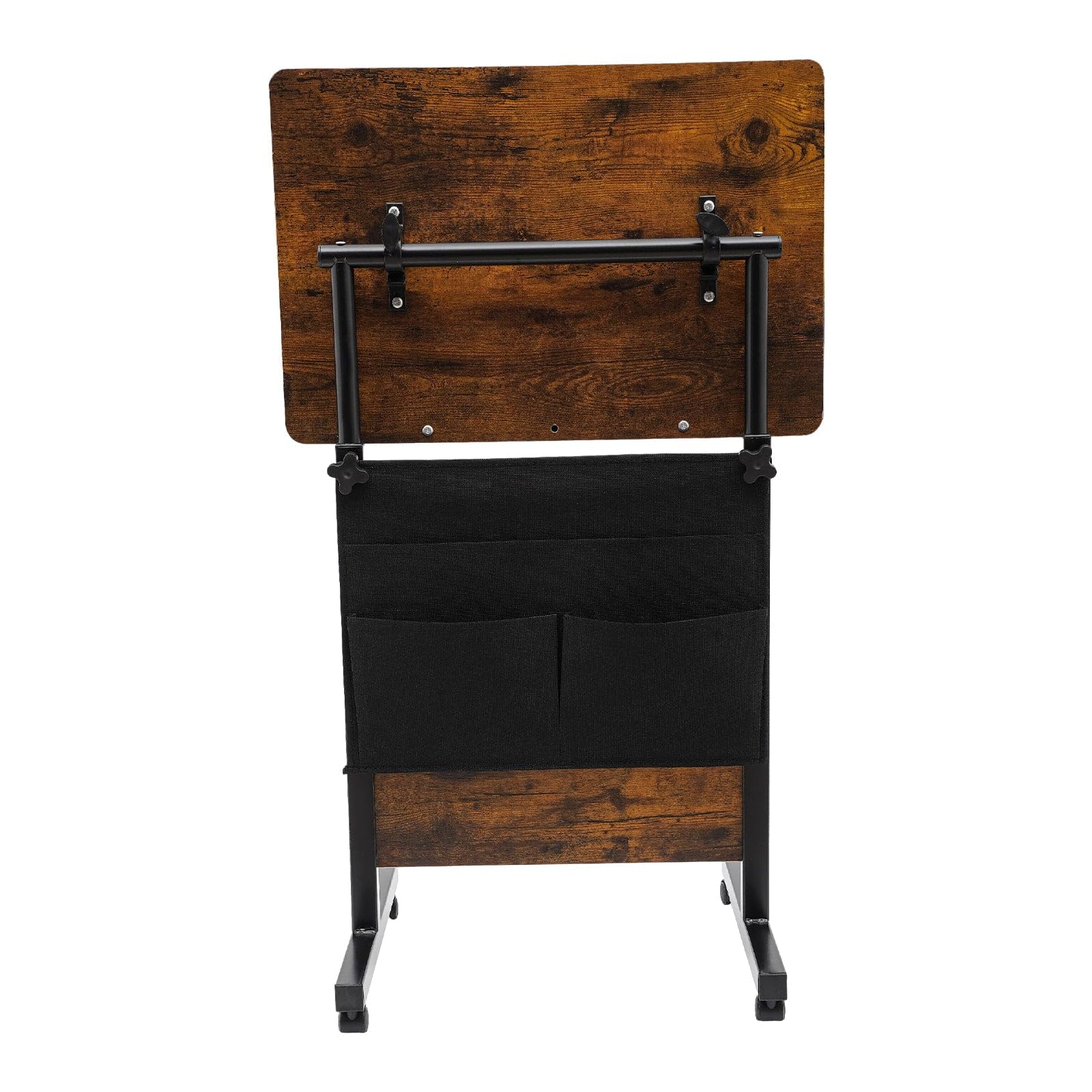 16 24 Iron Brown Adjustable Height Standing Desk Adjustable Height Rolling Computer Stand with Storage Bag — view 7