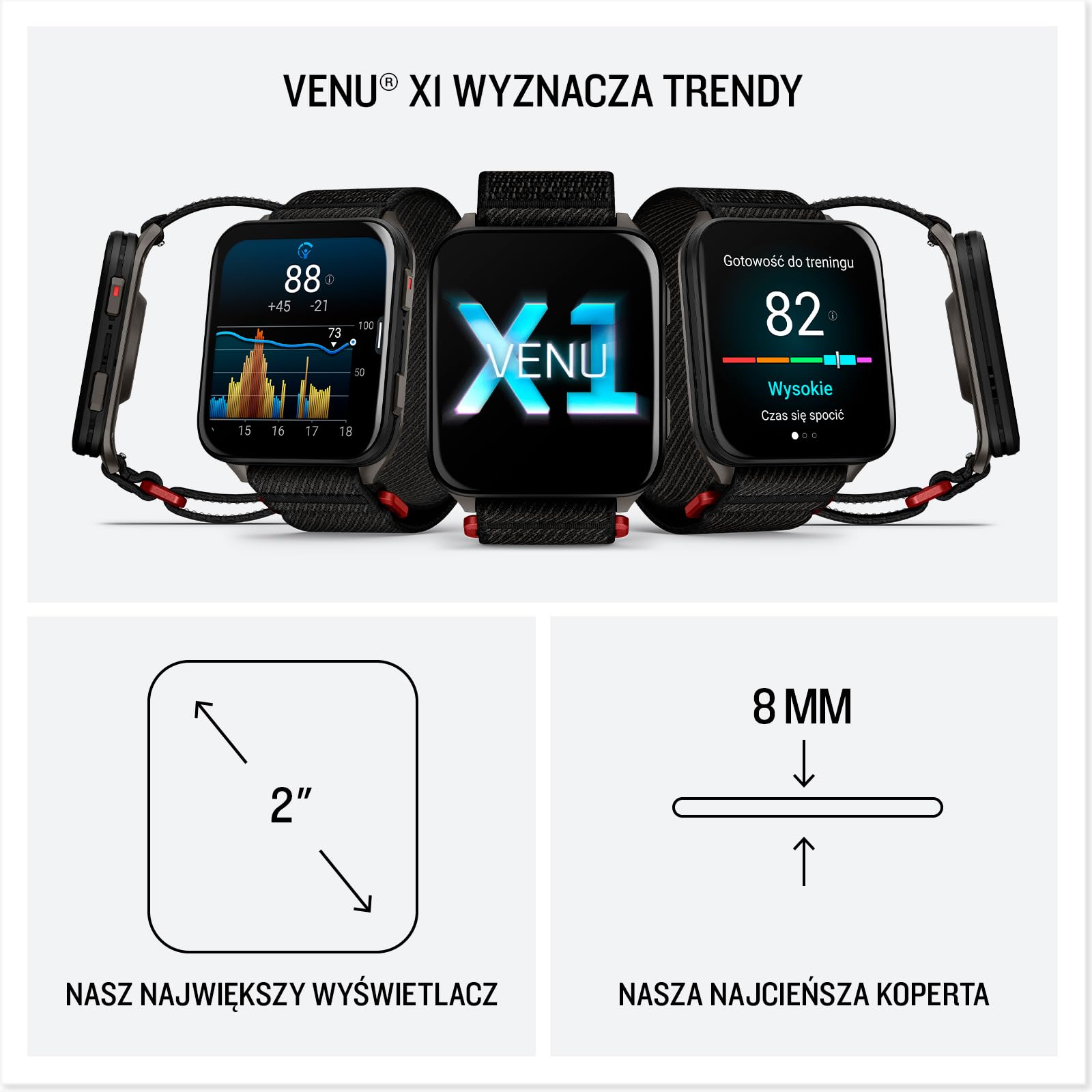 Garmin Venu X1 GPS Smartwatch, AMOLED 2", 51mm, Pasek ComfortFit Nylonowy, Czarny