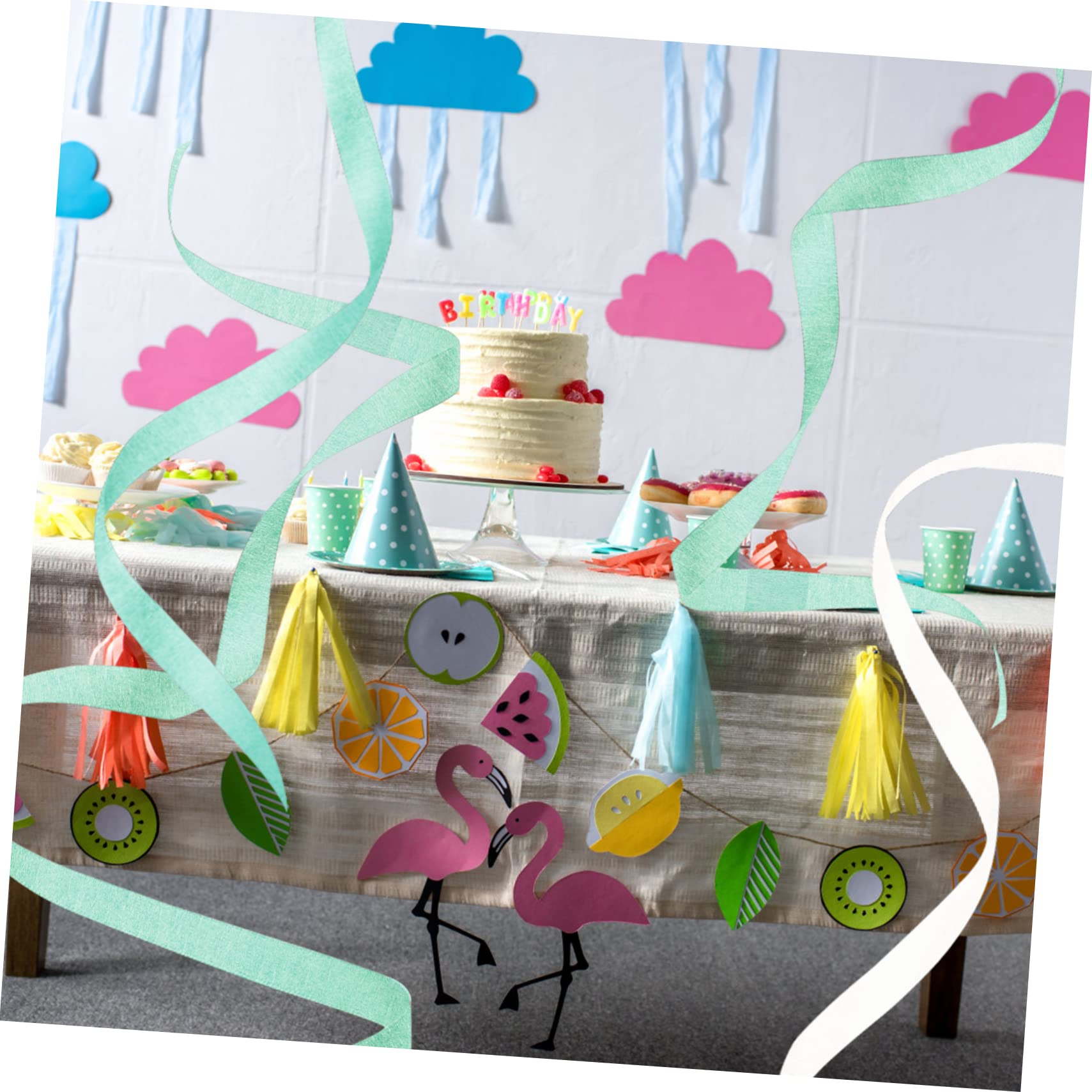 27rollos Serpentinas Crepé Verde y Para Decoraciones De Cumpleaños y De De y Verano Para Cumpleaños Bodas y Celebraciones