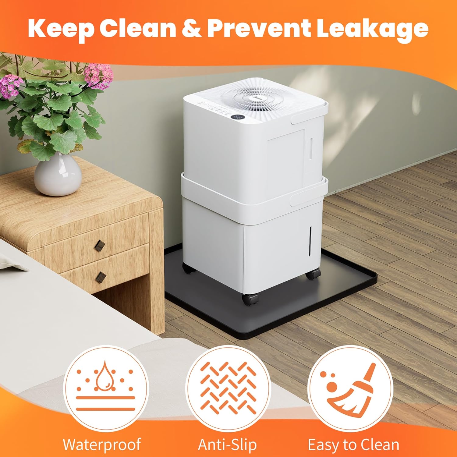 GCGOODS Drip Tray Compatible with Midea Cube Dehumidifier, Silicone Mat with Raised Edge Prevent Liquid Spillage, Cube Dehumidifier Accessories, Protect Floor & Prevent Leakage