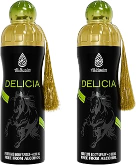 Al - Nuaim Delicia Deodorant - 200ml (Pack of 2) Alcohol - Free Deodorant | Body Spray | Long Lasting Perfumed Spray
