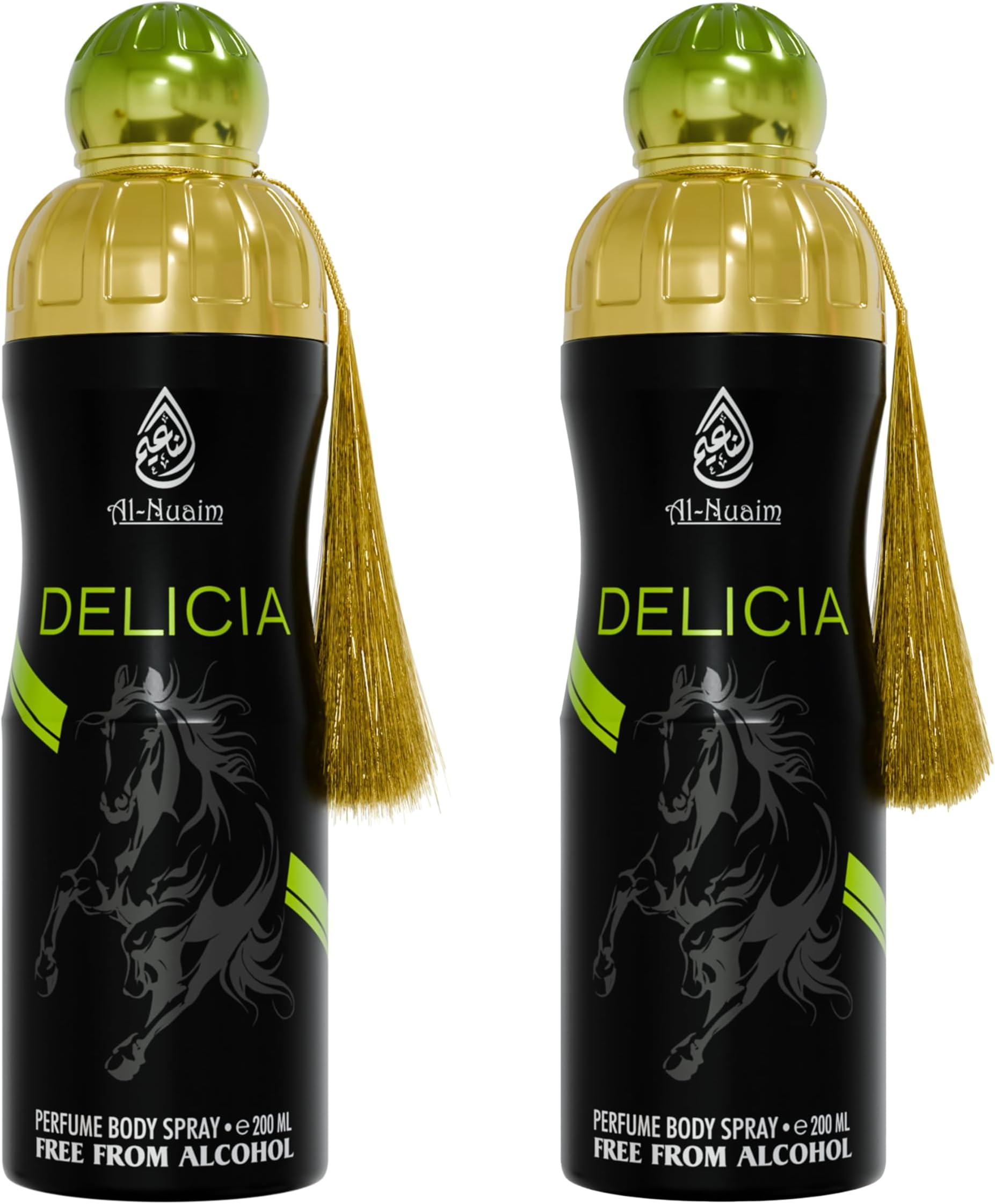 Al - Nuaim Delicia Deodorant - 200ml (Pack of 2) Alcohol - Free Deodorant | Body Spray | Long Lasting Perfumed Spray