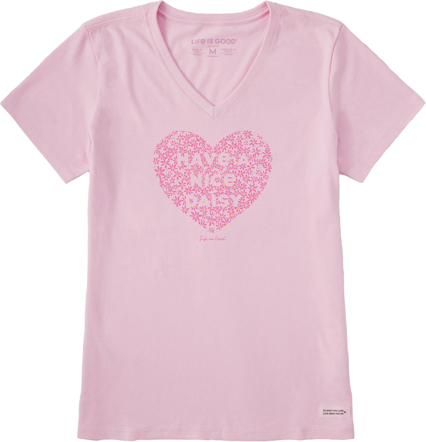 Life is Good Womens Crusher Tee Shirt, Short Sleeve Cotton Graphic T-Shirts, Have a Nice Daisy
