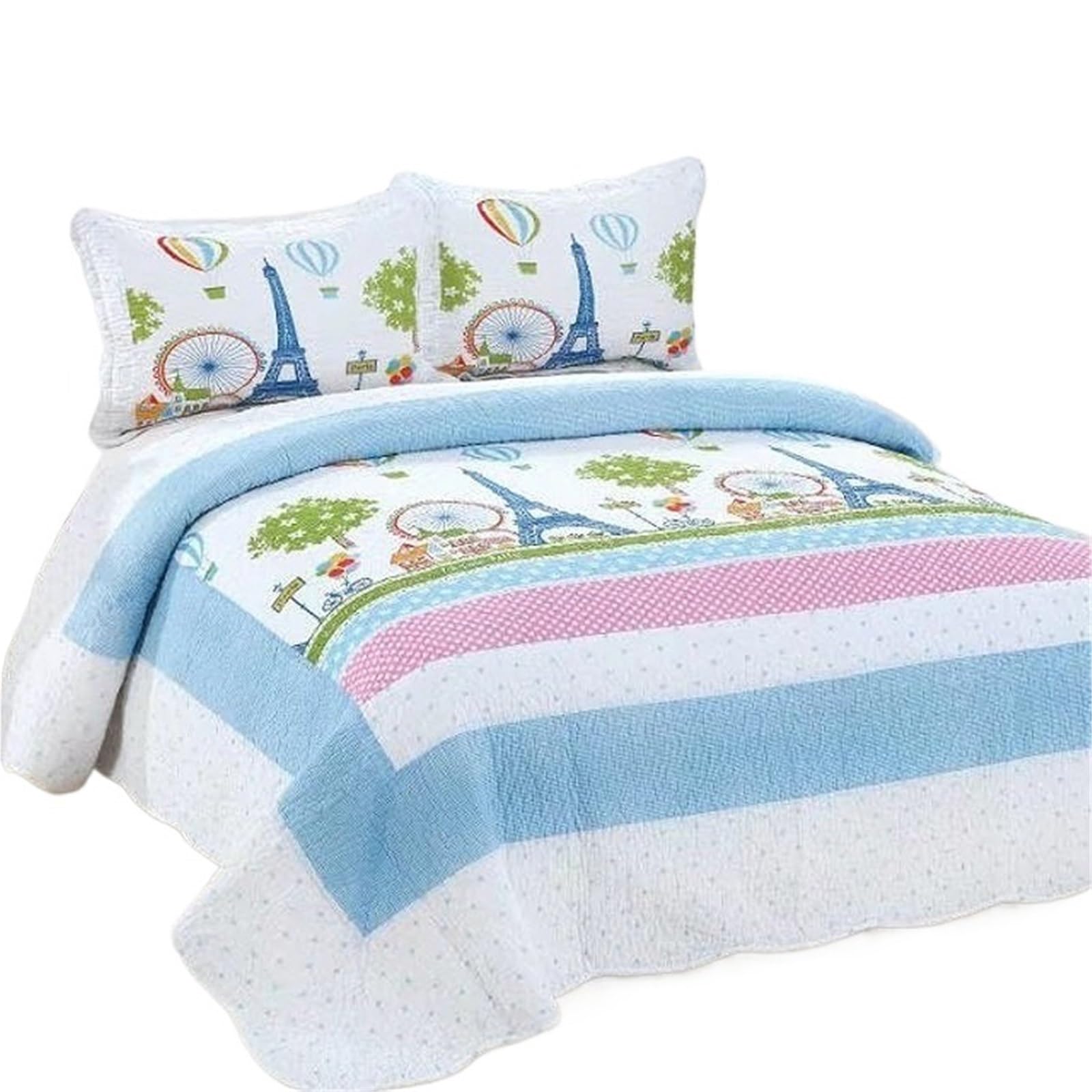 DAJGRHE Bedspread Plaid Cotton Quilt Set, Patchwork Blanket, Home Bedding, 3Pcs(Color 5)