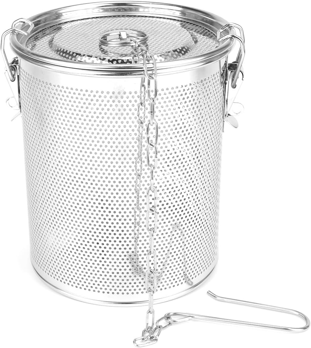 Stainless Steel Seasoning Strainer Cooking Spice Filter Loose Leaf Tea Infuser with Chain Hook for Home Restaurant, 5.5x6.3 Inch