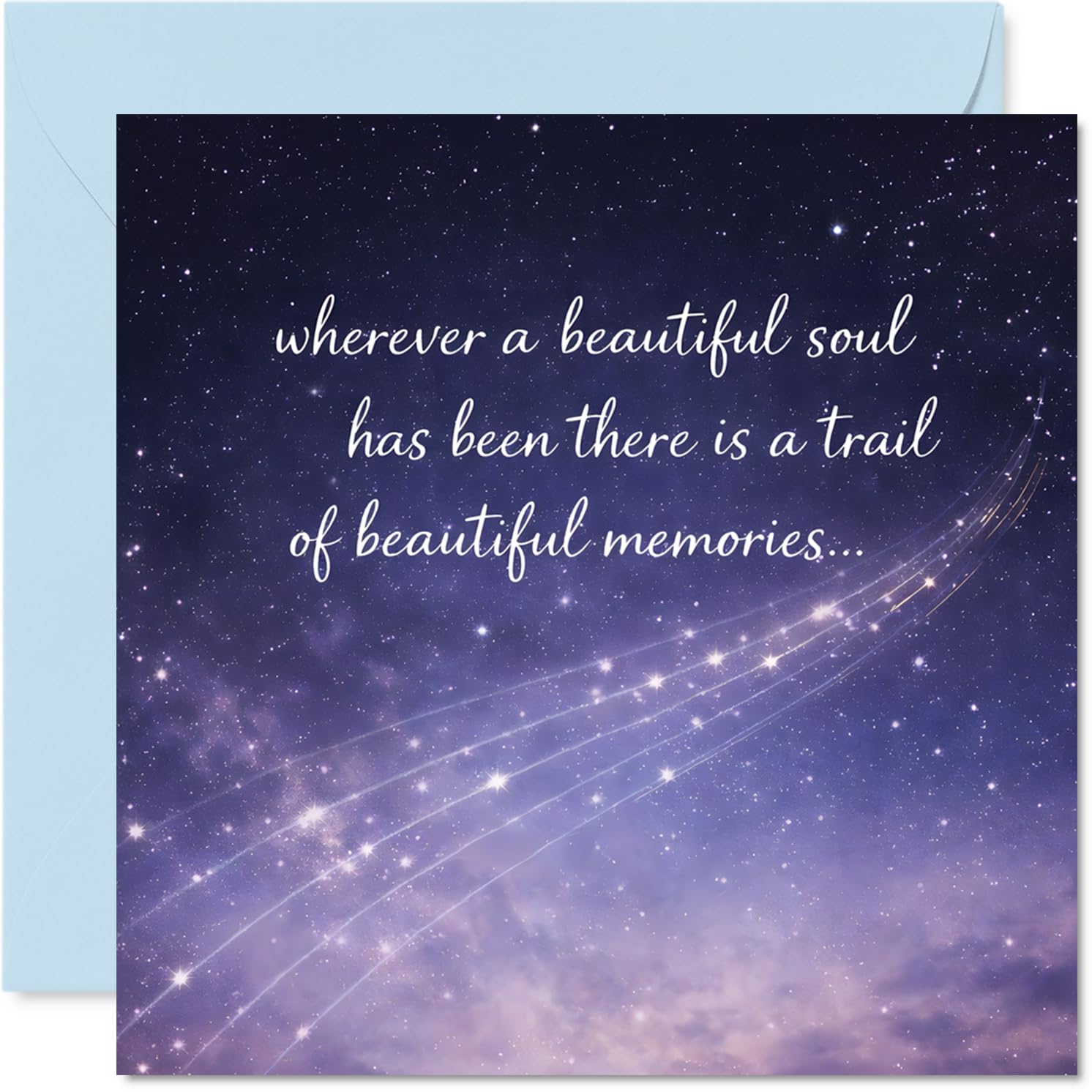 Comforting Sympathy Card - Gentle Words of Remembrance - Starry Night Sky with Heartfelt Quote - Offers a Soothing Touch in Difficult Times - 145mm Square, Envelope Included