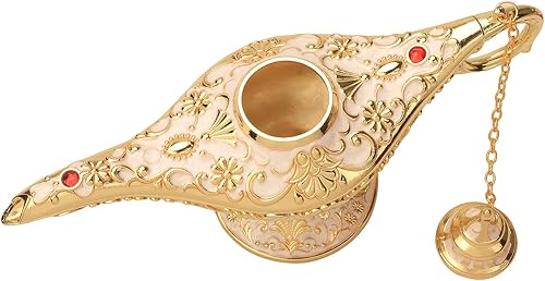 Miniatura 3 de K COOL Lámpara clásica de genio mágico Aladding, lámpara de leyenda de deseos, lámpara de disfraz de cono tallado de metal, quemador de incienso