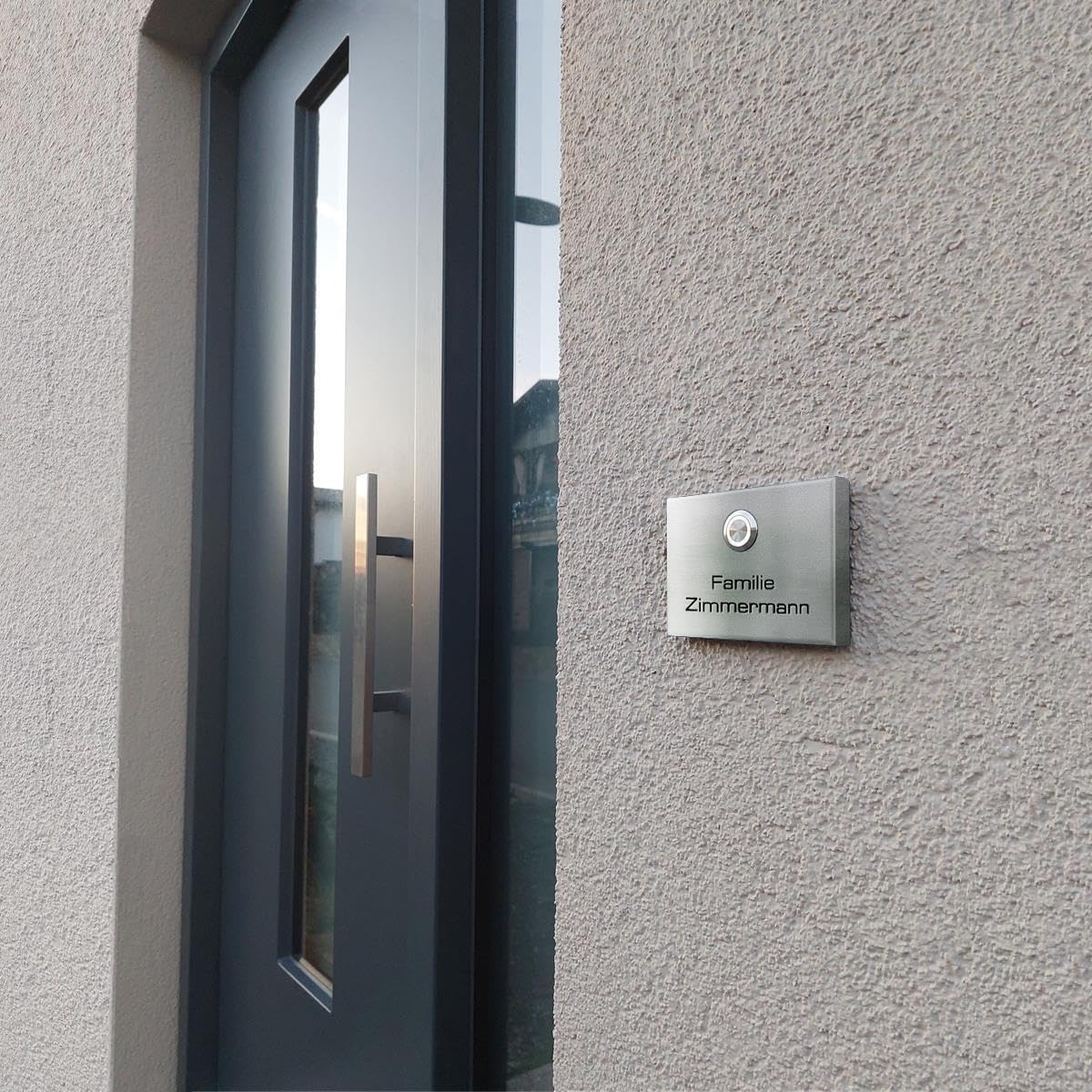 Metzler Kabellose Funkklingel - hohe Reichweite - Edelstahl Design Türklingel inkl. Empfänger, wasserfest - 1 Empfänger (Steckdose)