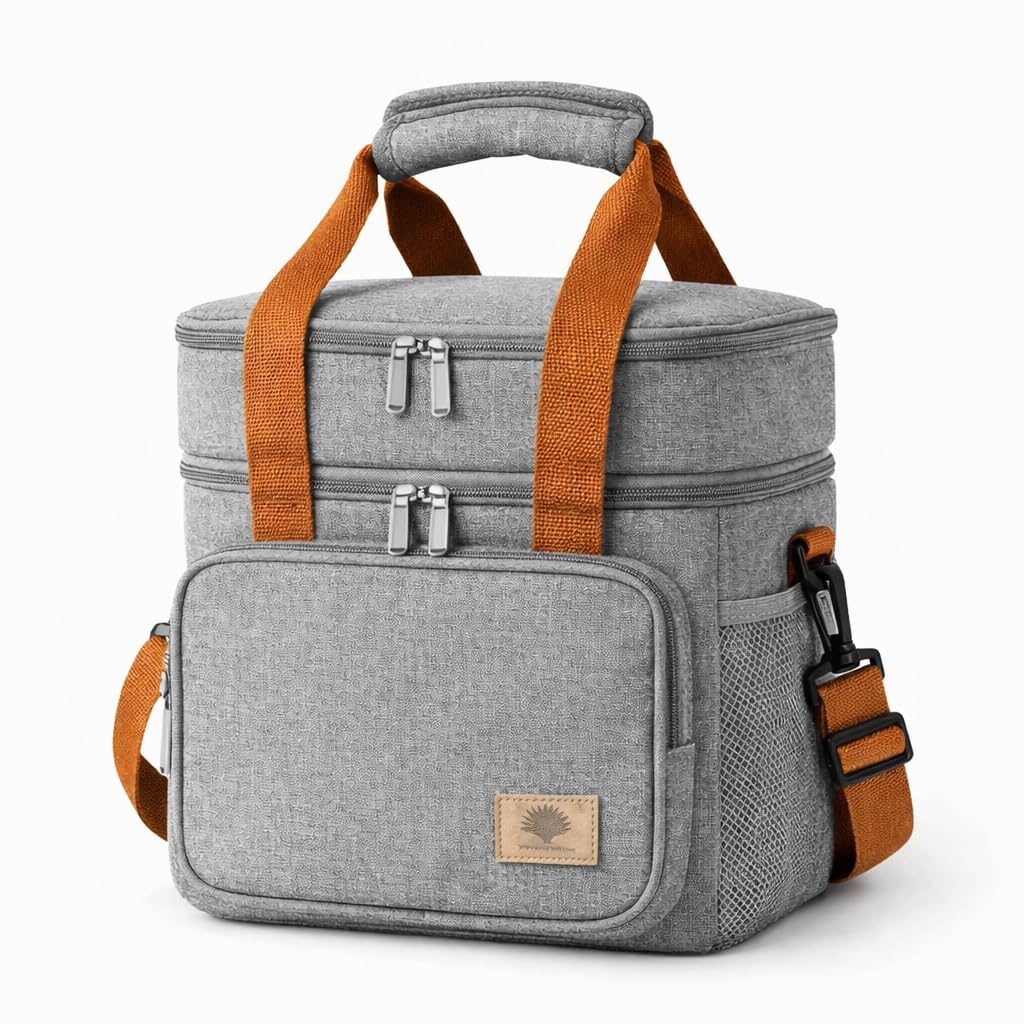 Bolsa Térmica Lancheira Grande para Marmita com 2 Compartimentos e Alça | Compartimentos