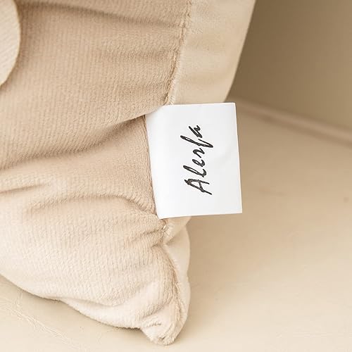 Miniatura 7 de Alerfa Funda de almohada decorativa de terciopelo floral hecha a mano con hojas en 3D para sofá, cama, sala de estar, decoración del hogar, 18 x 18