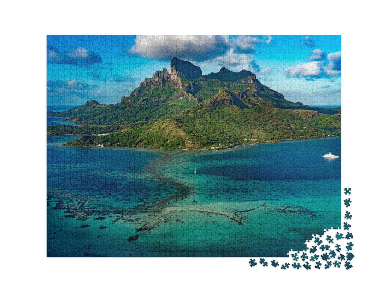 puzzleYOU : Puzzle de 2000 pièces « Bora Bora Vue aérienne Panorama Paysage Polynésie française »