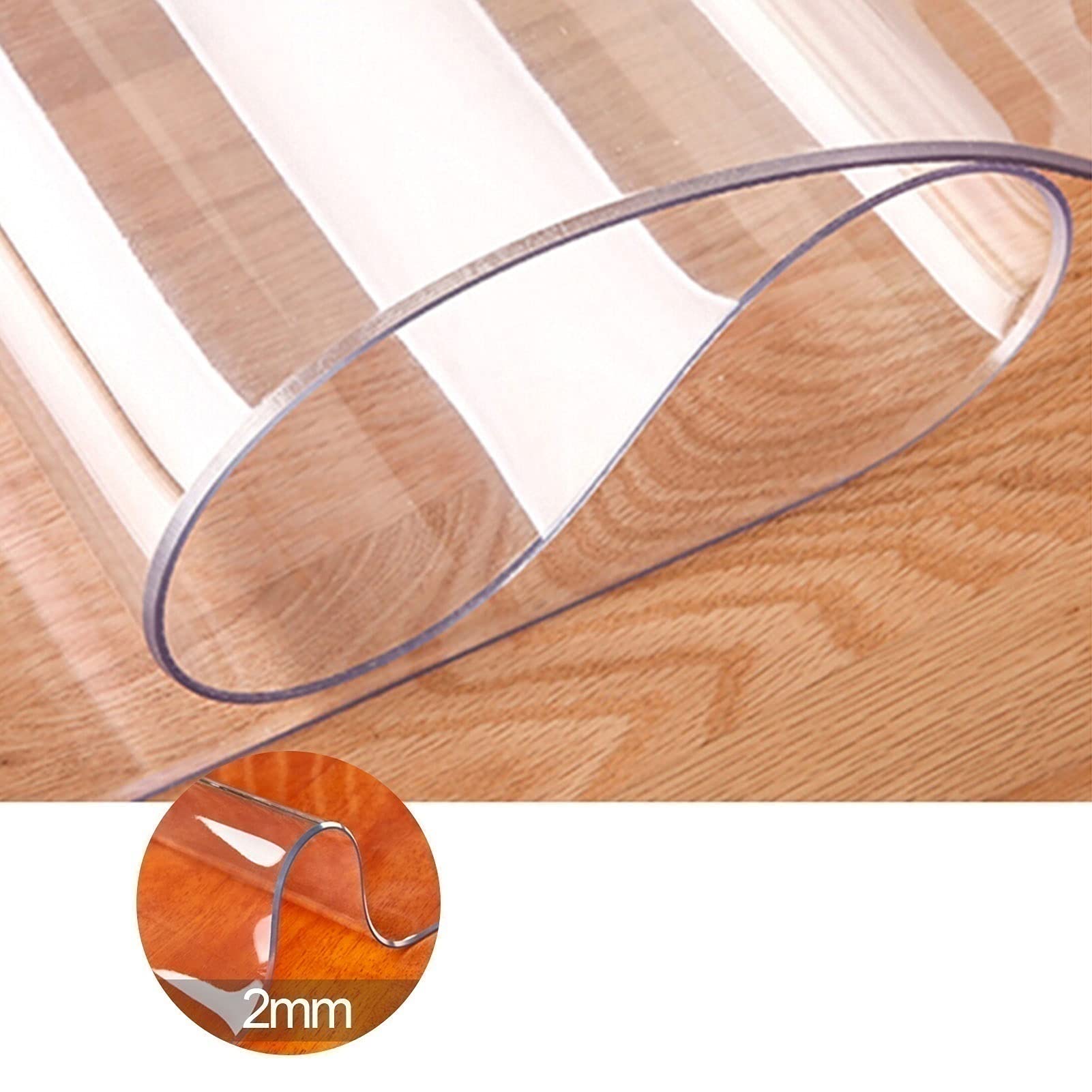AJSJ Protecteur De Couverture Table Transparent, Tapis Anti Chaud Nappes Transparentes Pour Bureau Ordinateur Canape A Manger 2mm Ronde 55cm 1072388763