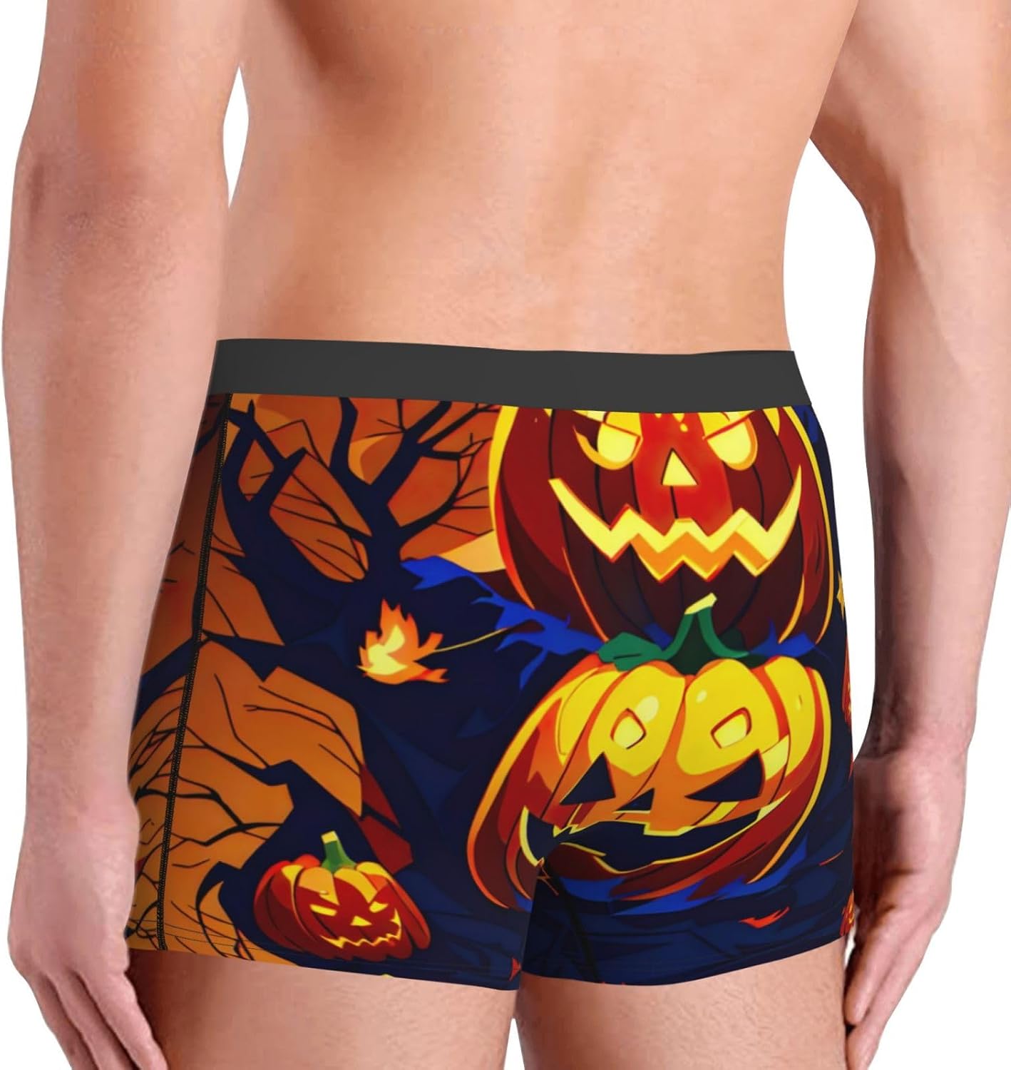 Halloween Pumpkin Print Boxers For Menâ€“full Print Mens Underwear Boxer Briefs,Comfortable Boxers For Men