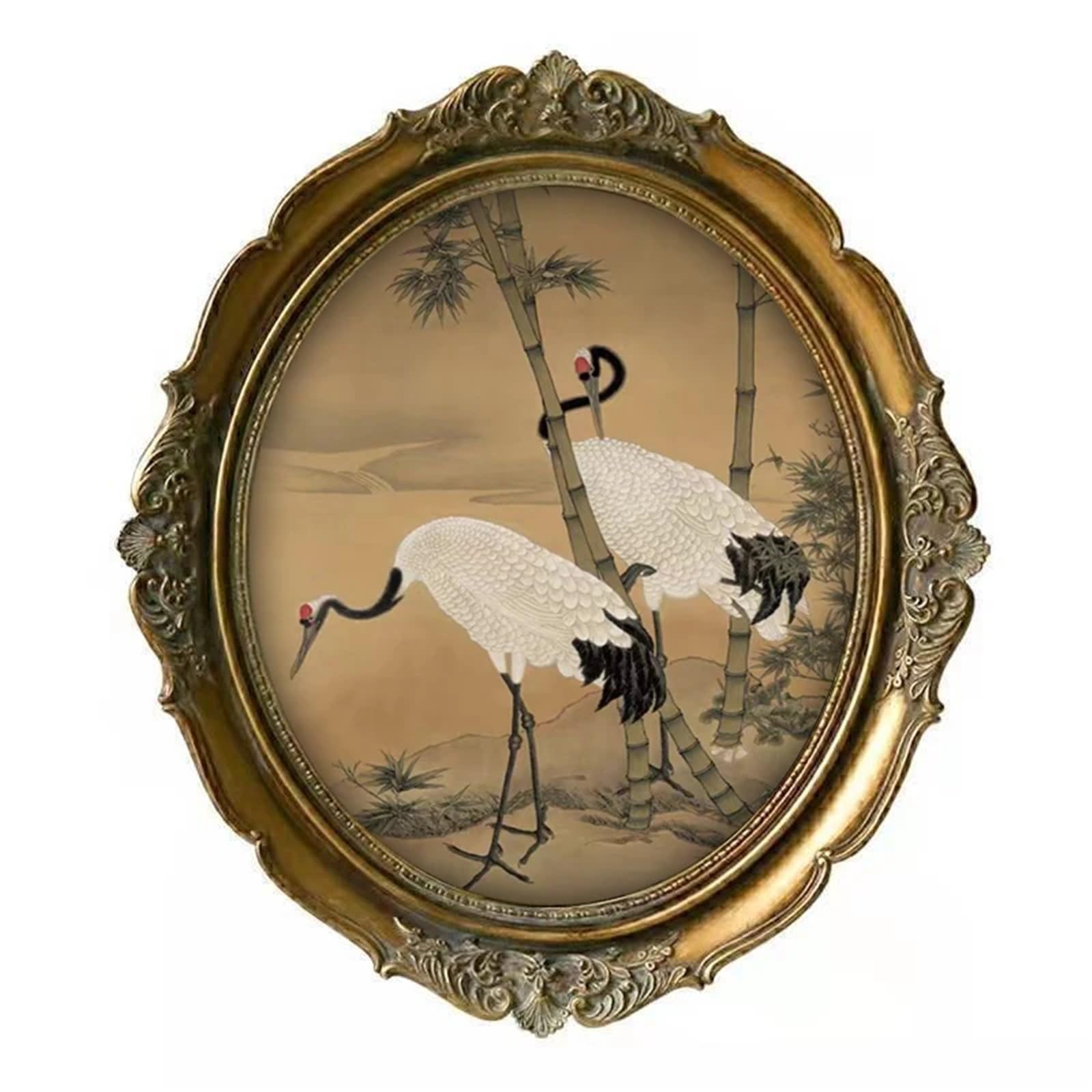Metal Picture Frame, Vintage Carved Decorative Resin Painting Frame Multicolor Multiple Sizes For Home Decor(Crane B,16x20cm)
