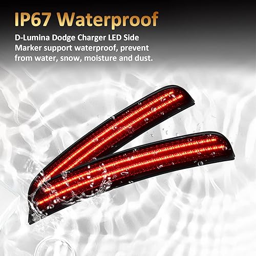 Miniatura 6 de D-Lumina Luces LED de posición laterales traseras rojas, lente ahumada doble LED para Dodge Charger 2015-2022, luces de parachoques trasero,