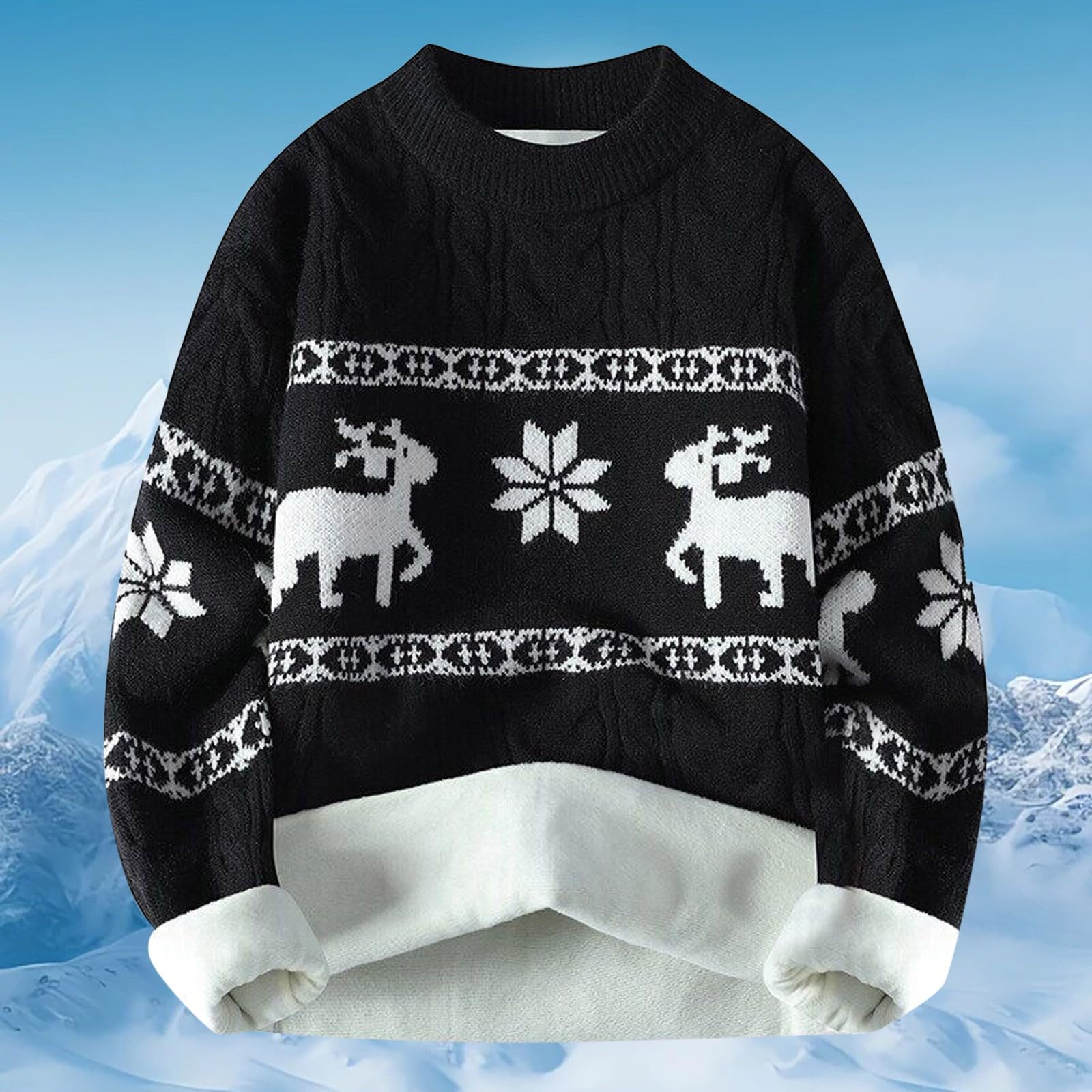 Genérico Jerseis NavideñOs Hombre,SuéTer De Invierno Abrigo CáLido De Lana De Punto Jersey con Estampado De Ciervo Prenda Informal Elegante