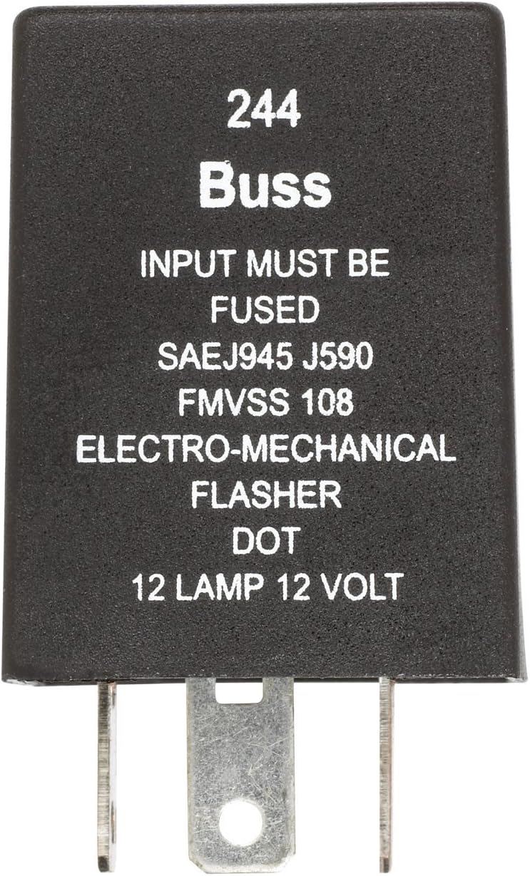 BUSSMANN NO.244-25 Amp Heavy-Duty Electronic Flasher With Three Terminals; Flashes 12 Bulbs- 12Vdc- (Pack of 1)