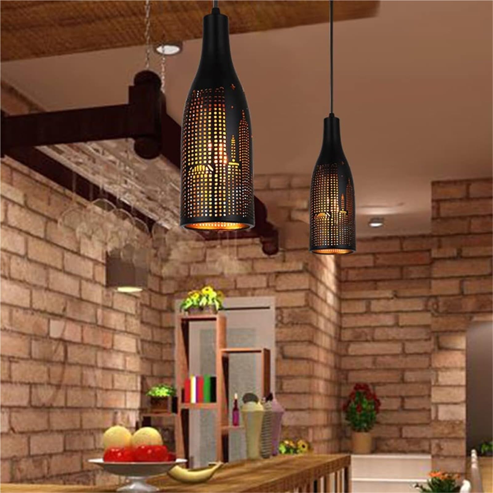 Moroccan Black Retro Mosaic Iron Pendant Lamp Chandelier Hanging Lighting Ceiling Fixture E27 Industrial Loft Decor Style For Bar Cafe Restaurant