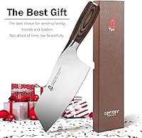 Vista 6 de TUO Cuchillo de chef chino profesional de 7 pulgadas de acero inoxidable alemán de alto carbono con mango ergonómico de madera de Pakkawood