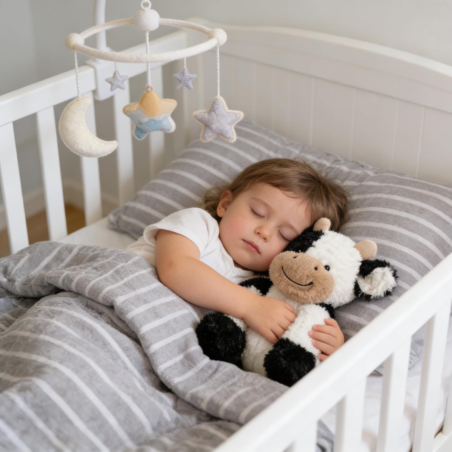 Hopearl Adorable Plush Cow Toy Floppy Dairy Cattle Soft Stuffed Animal Cute Birthday Gifts for Boys Girls Kids Toddlers, 9''