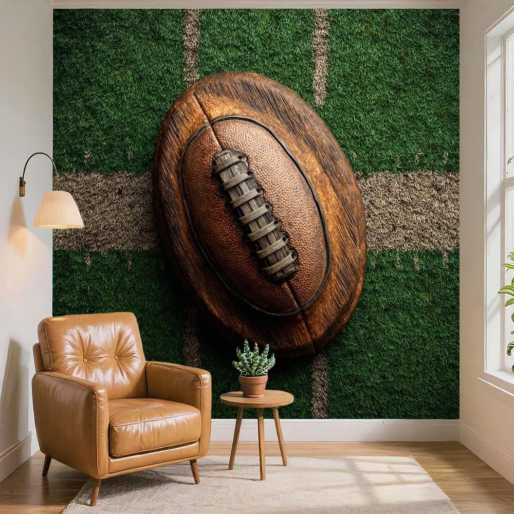 Włóknina wysokiej jakości fototapeta 400 x 280 cm, motyw futbolu amerykańskiego, bez pozostałości, usuwalna wodoodporna naklejka, sztuka, tapeta, zielona, do przedszkola, klasy, kuchni, biura, sofy