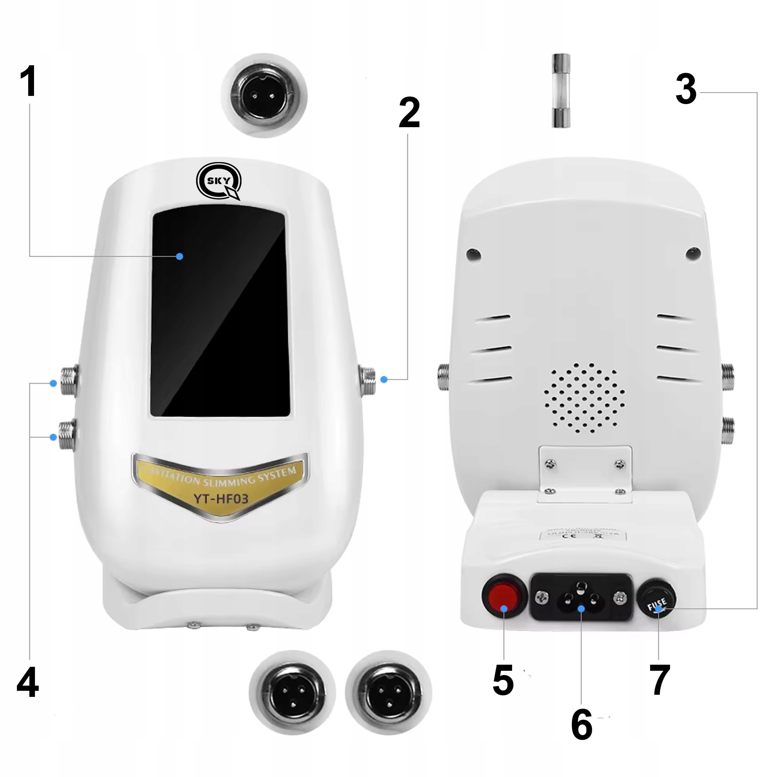 QSKY Kawitacja Ultradźwiękowa RF 3w1 40K do Pielęgnacji Ciała | Kawitacja 40 kHz 3w1 Funkcja RF i ultradźwięki Modelowanie sylwetki Do ciała i wybranych partii Regulacja trybów pracy