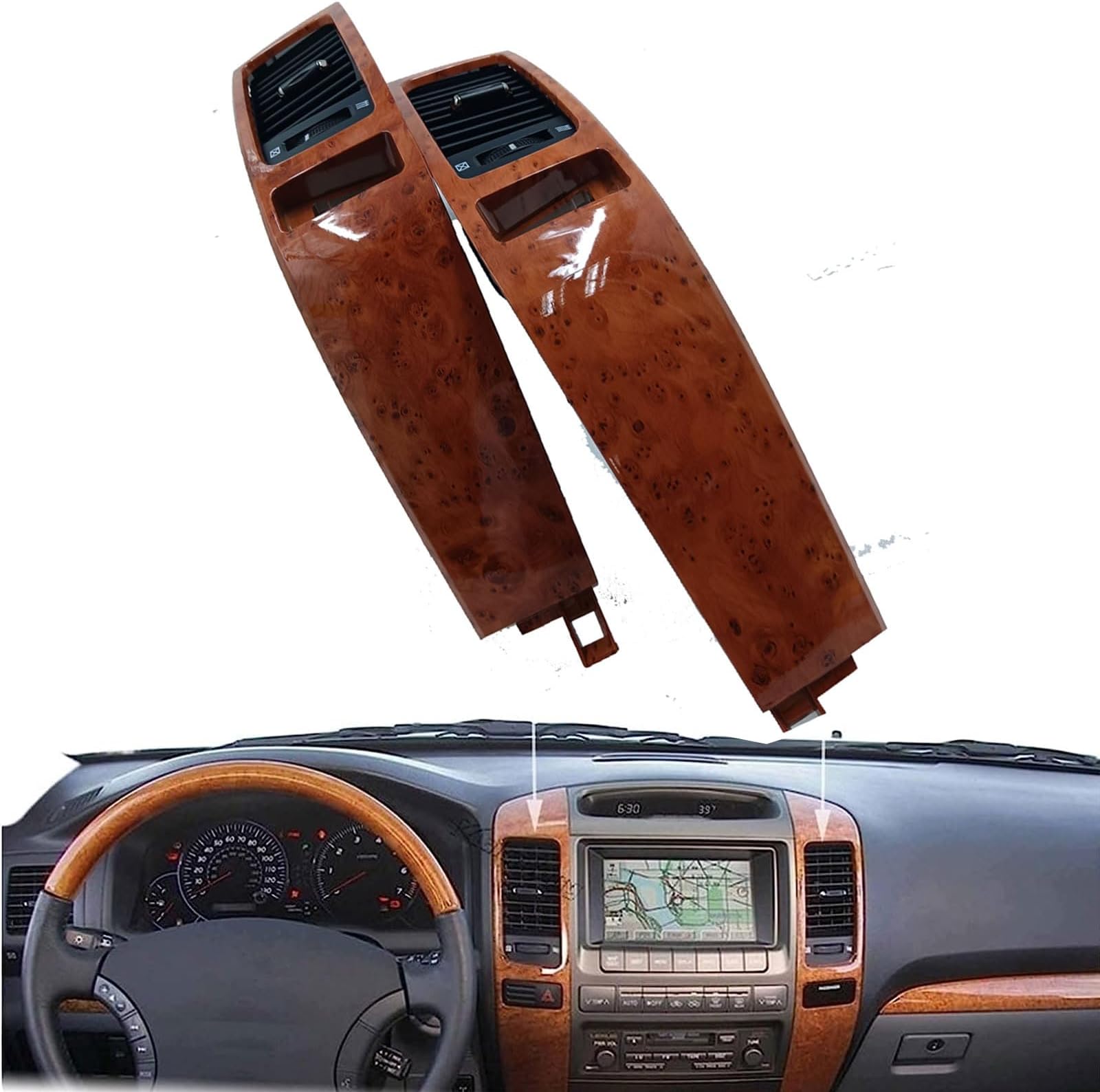 Center Dash A/C Outlet Air Vent Panel for TOYOTA PRADO Lexus GX470 2002-2009 55474-60040 (Burgundy)