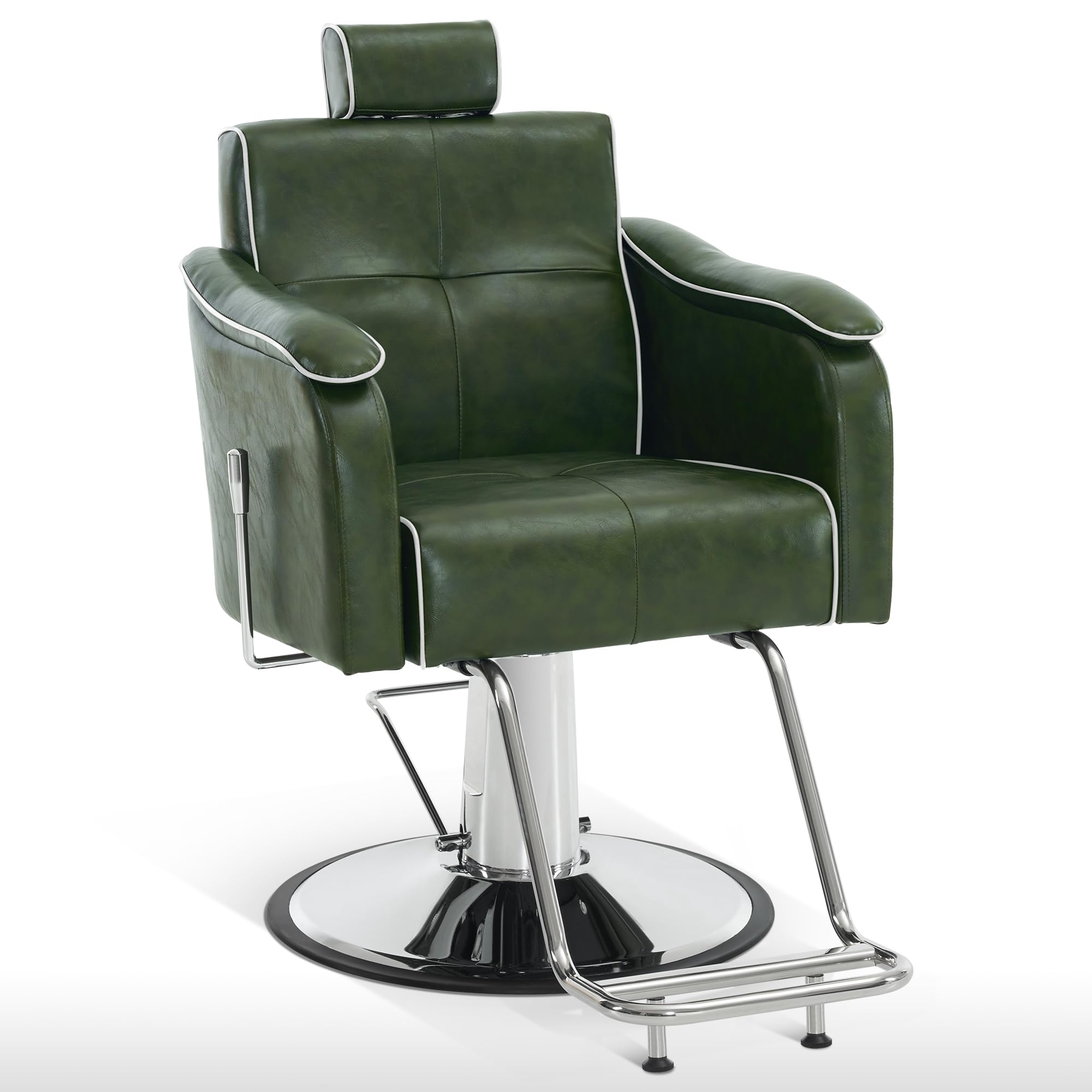 Premium Gray Reclining Barber Chair with Heavy-Duty Hydraulic Pump