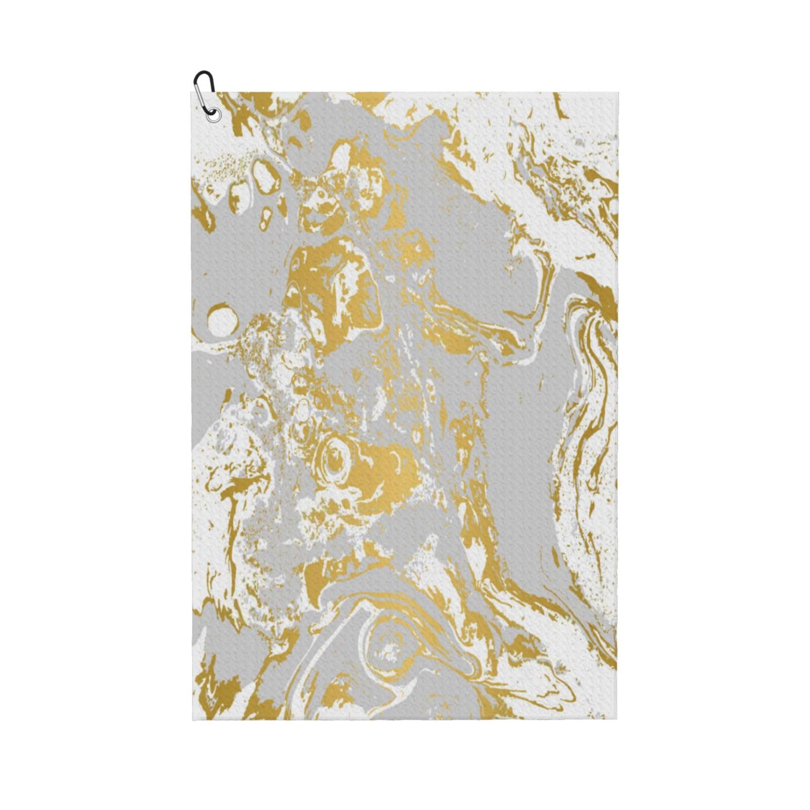 Hnnkloy Gray And Gold Agate Ripplle, 16x24 in Portable Waffle Golf Towels with Carabiner Clip for Golf Bag