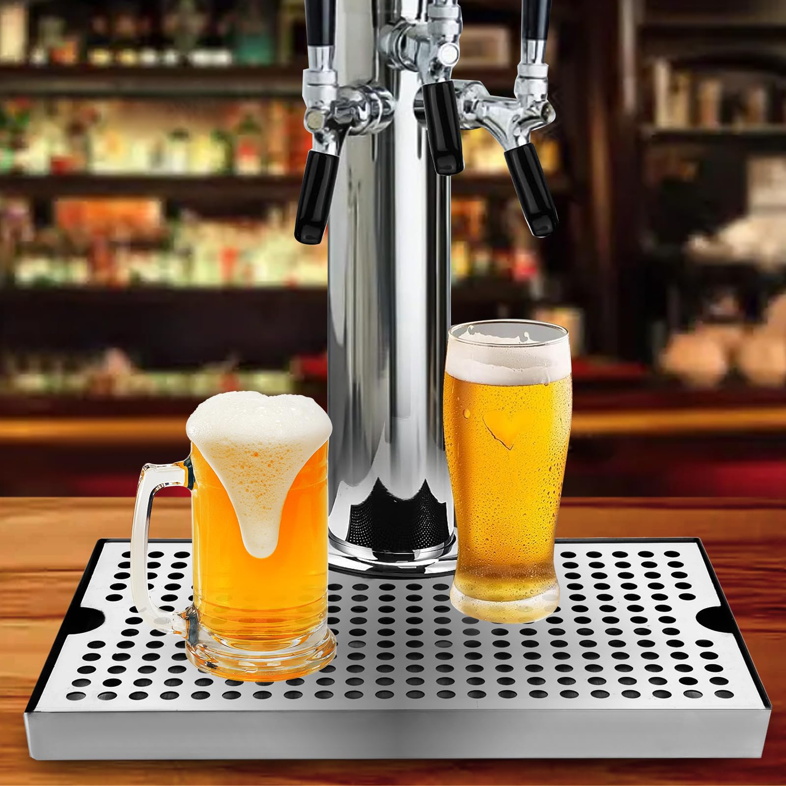 Bandeja de goteo de cerveza, bandeja de goteo de grifo de cerveza, bandeja de goteo de barril de cerveza, bandeja de goteo de superficie altamente pulida fácil de limpiar, bandeja de goteo de grifo de