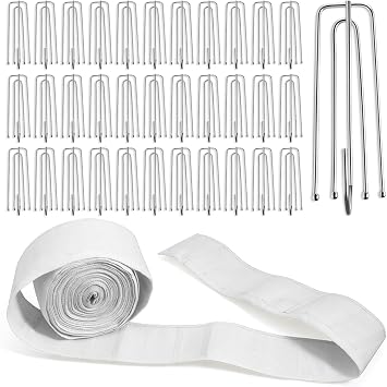 12 Meters/13 Yards Curtain Pleat Tape, Pleated Curtains Tape with 45 Pcs Stainless Steel Pleater Hooks with 4 Prongs for Handmade DIY Pleated Curtain