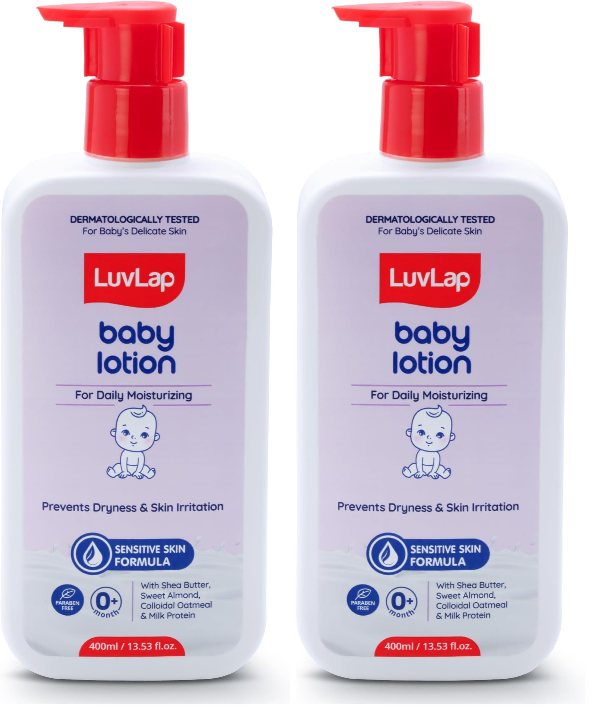 LuvLap Baby Lotion with Milk Protein - 400ml, Gentle Daily Lotion for Face & Body, 24 Hour Protection for Sensitive Skin, Ph 5.5, Shea Butter and VIT E, Paraben Free, Dermatologically Tested-image-11