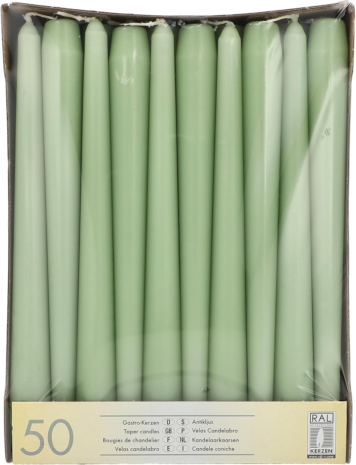 PAPSTAR 10 Inch Unscented Dripless Taper Candles 50 Count (Jade Green)