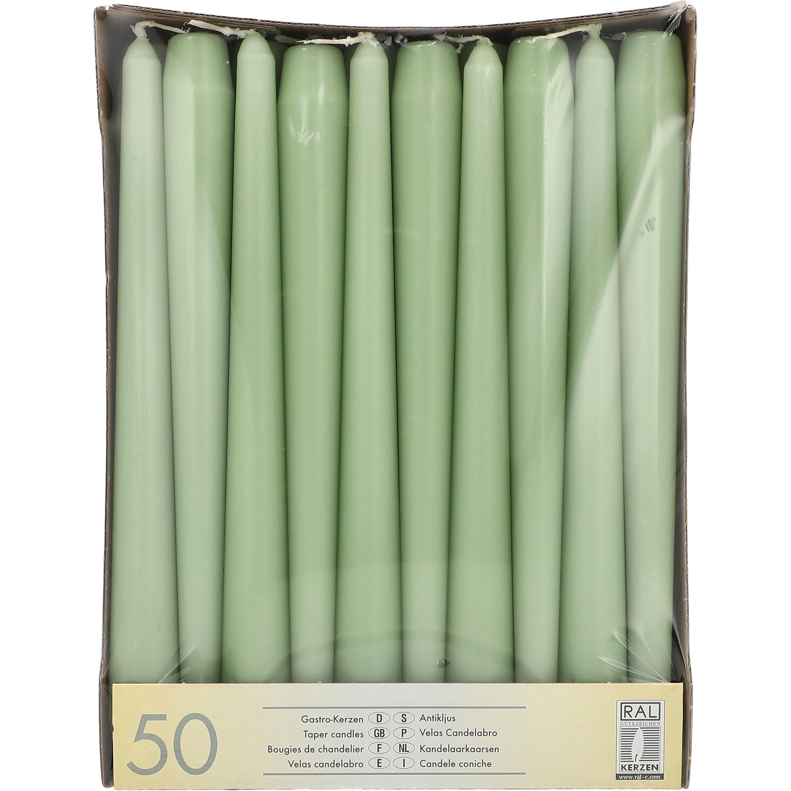 PAPSTAR 50 bougies de chandelier - Diamètre : 2,2 cm - 25 cm - Vert jade