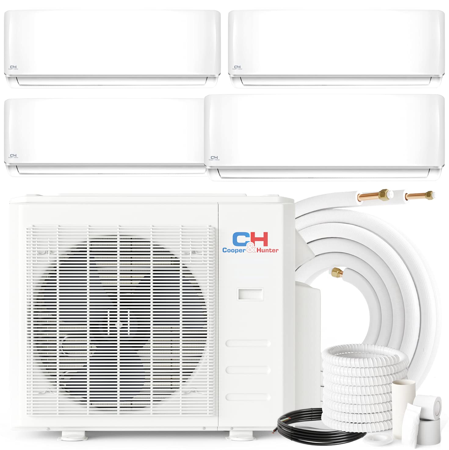 Amazon.com: Cooper u0026 Hunter 4 Zone Mini Split AC/Heating System 9,000 9,000  9,000 12,000 BTU Wall Mount With 25ft Installation Kits : Home u0026 Kitchen