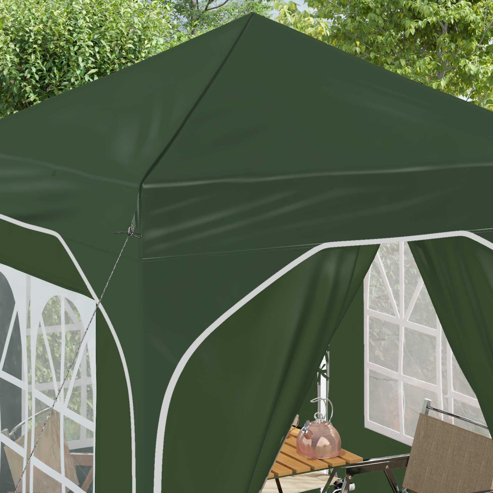 Namiot imprezowy Pop-up, zielony, 192 x 192 x 245 cm, składany, wodoszczelny, odporny na działanie promieni UV z 4 ściankami bocznymi, regulacja wysokości 227-245 cm, łącznie z torbą do