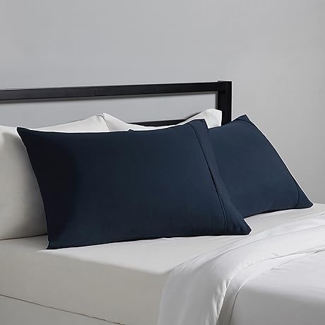 Amazon Basics Navy Lightweight Microfiber Navy Pillow Case