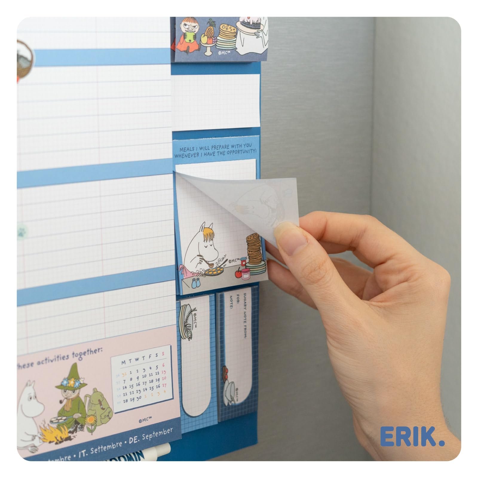 Grupo Erik Magnetic Calendar For Fridge 2027 - Moomins Gifts for Family | Family Planner Calendar 2027 with Stickers, Pen, Shopping List, Sticky Notes | Magnetic Planner 16 Months Sep 2026 - Dec 2027