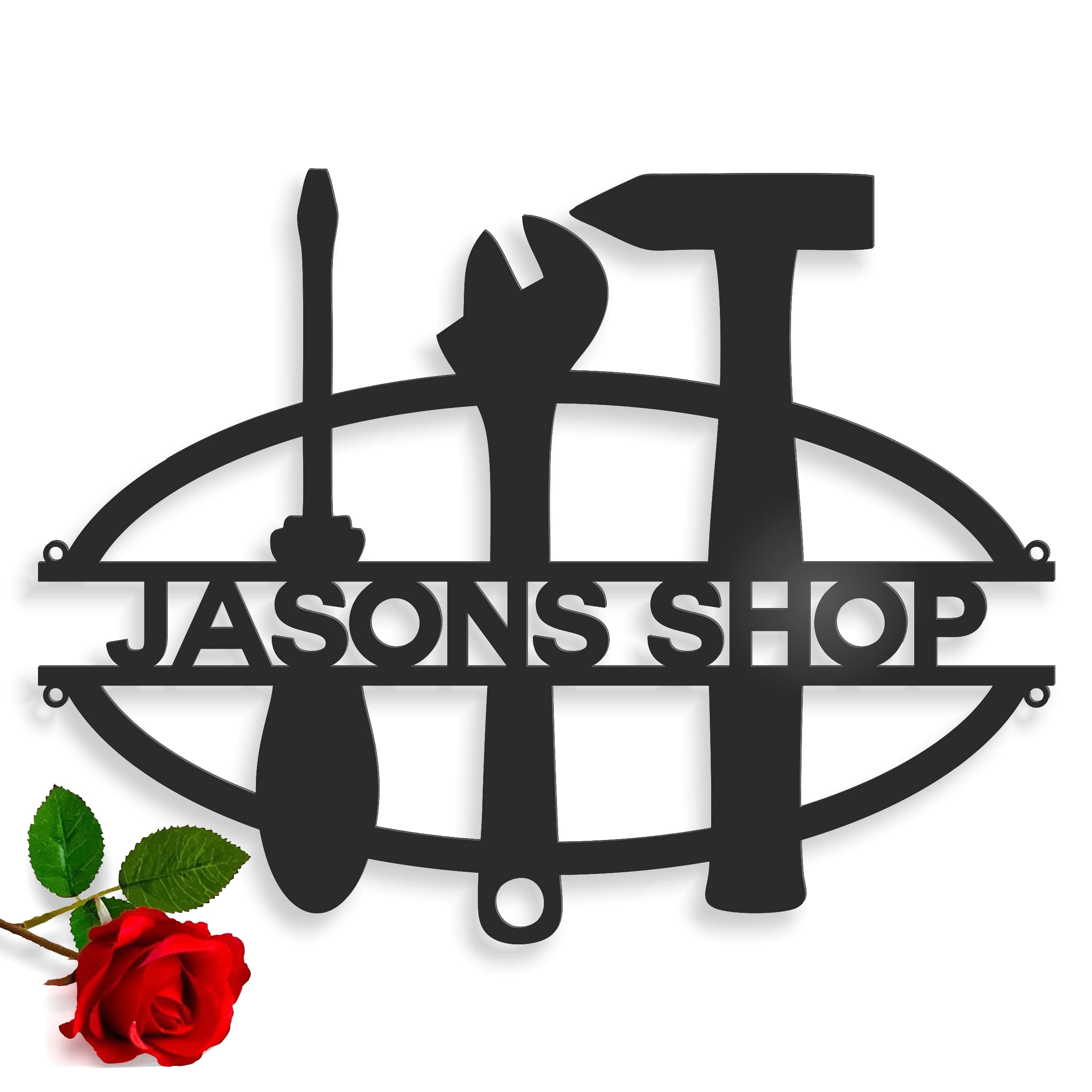 14"x 11" Personalised Metal Garage Sign, Custom Name Work Shop Metal Wall Art, Housewarming Gift, Home House Decor, Man Cave, Dad's Grandpas Birthday, Gift for Mechanic Garage Location, Hanging Plaque