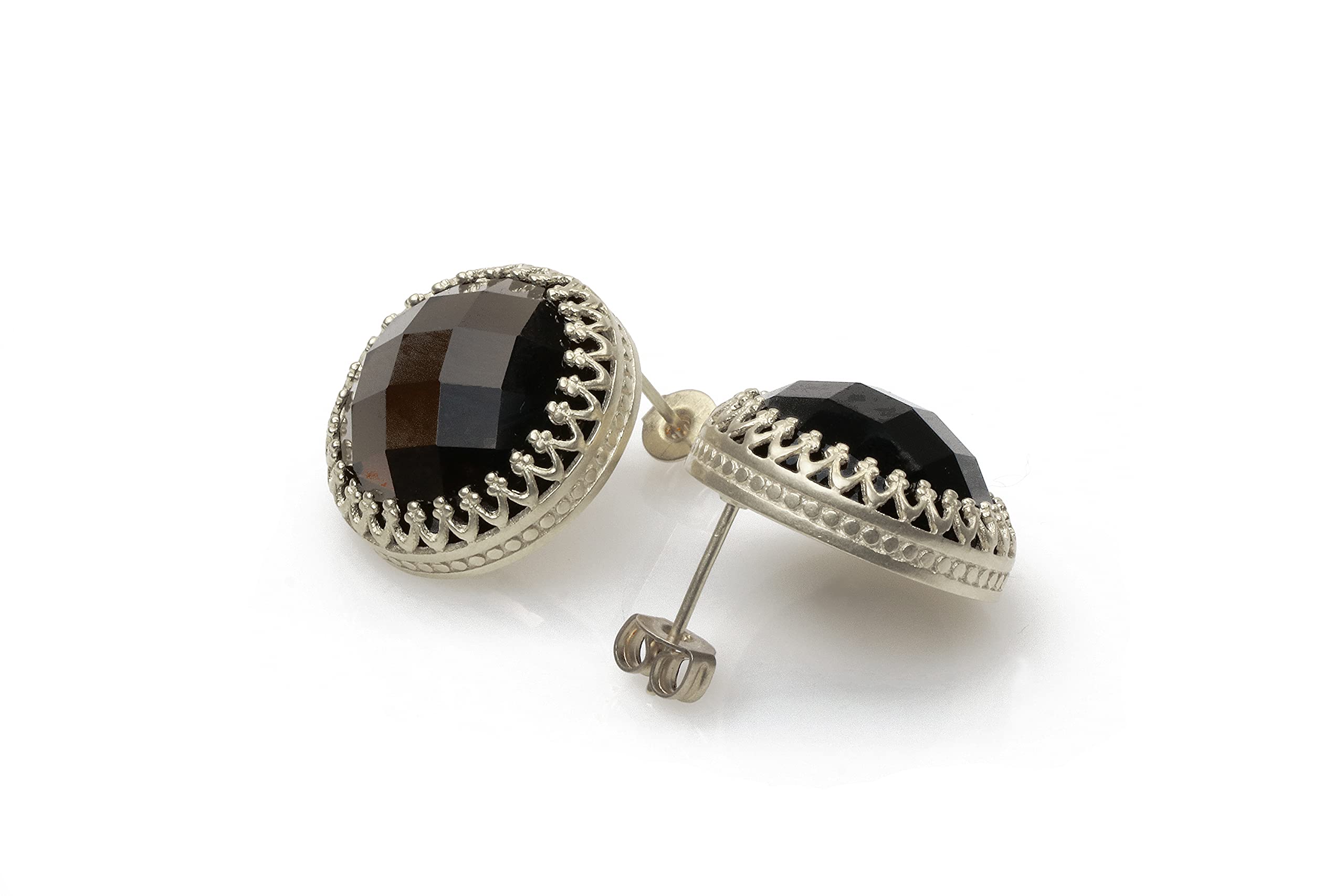 Pendientes de Plata de Ley para Mujeres con Cuarzo Ahumado - Pendientes Colgantes de Plata y Oro para Regalos de Cumpleaños, Boda, Promoción, Aniversario - con Caja de Regalo